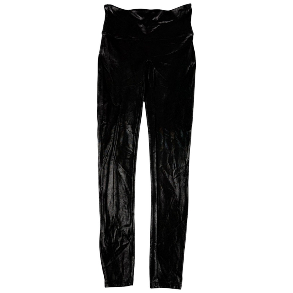 Spanx Faux Leather Leggings Womens Medium Black High Waist Slim Stretch Pull On